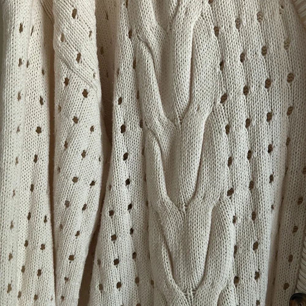 Torrid Cream Open Cable Knit Button Down Drop Shoulder Boyfriend Cardigan 3X - Picture 5 of 14